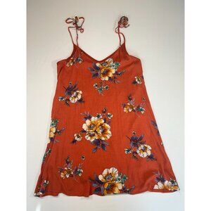 Papermoon Rust Orange Floral Slip Dress Women's Medium Adjustable Spaghetti